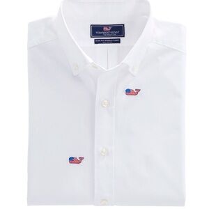 Vineyard Vines Slim Fit Murray American Flag Whale White Button Down Size XXL